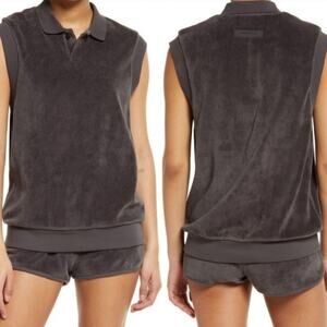 Fear Of God Essentials Women’s Sleeveless Velour Polo In Iron